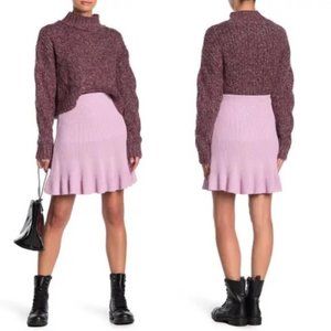 Free People Lilac Solid Gold Knit Ruffle Skirt